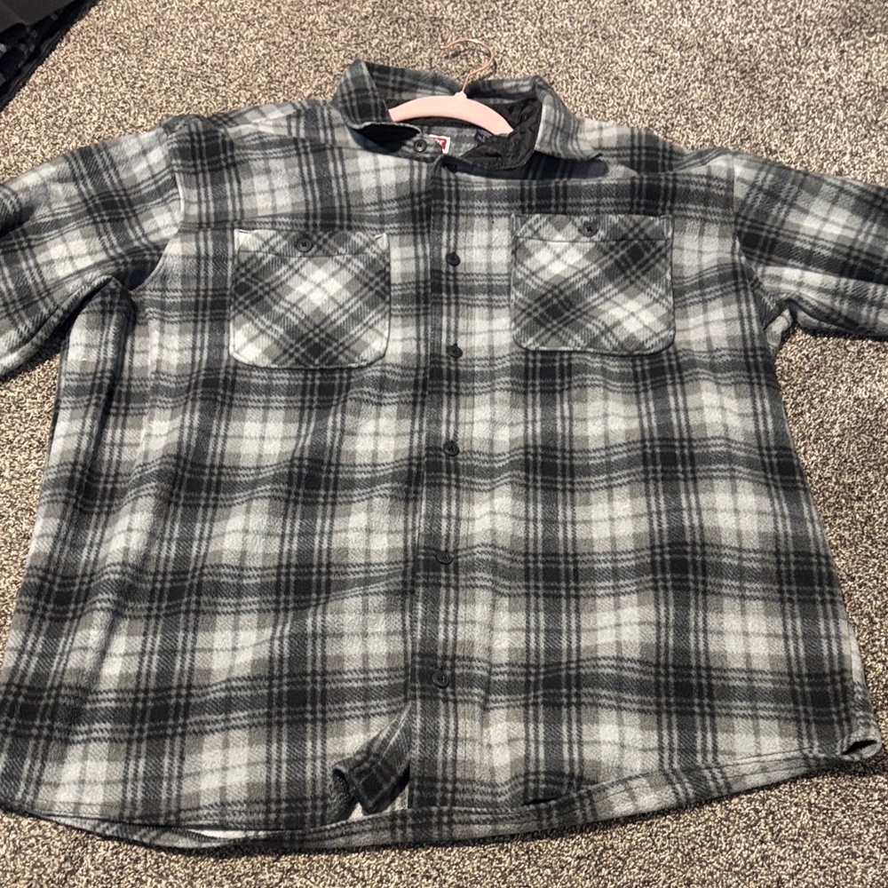 Wrangler Black and Gray Plaid Button Down Shirt